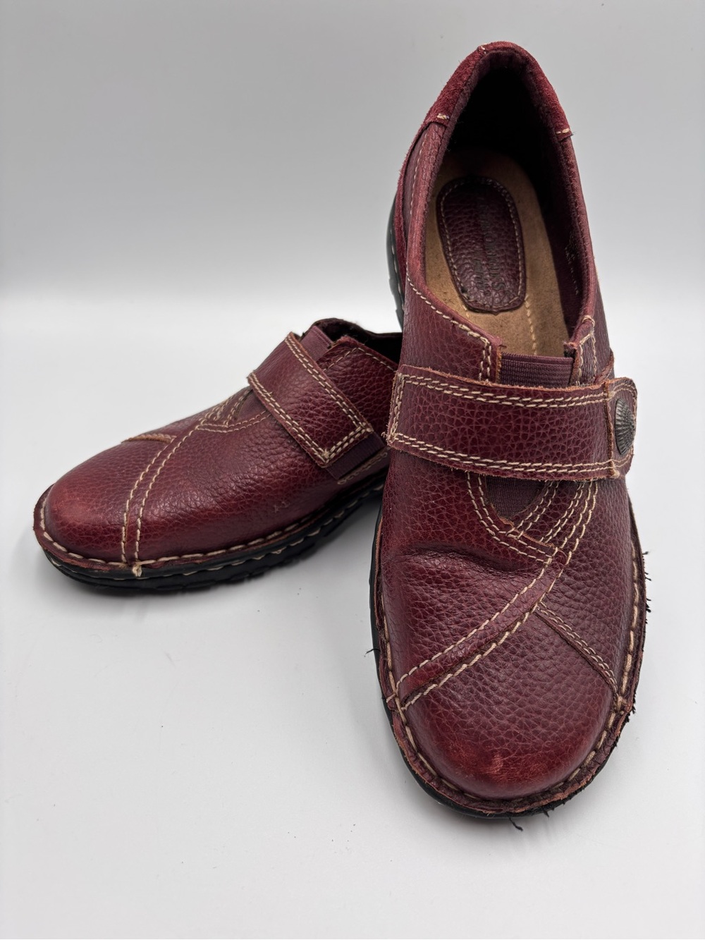 Earth Origins Evelyn Mary Jane Shoes Women’s 8 Red Leather Comfort Hook Loop